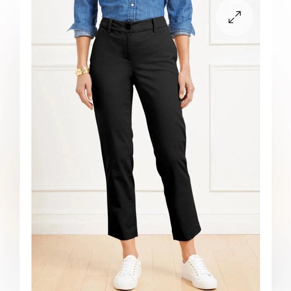 Talbots perfect crop slim leg pants women's Size 6P (Black) NWT